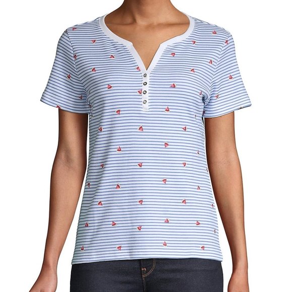 ✨3/$30 NWT Karen Scott Watermelon Striped T-Shirt - Picture 1 of 10